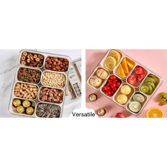 Snackle Box Container 8-Compartment Food Storage Tray with Lid & Handle Organize - Picture 12 of 12